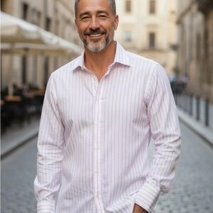 GUCCI Men's Pink Striped Shirt long sleeve button up size S good used condition